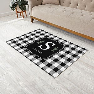 Black & White Buffalo Check Personalized Area Rug - 30x48 - 30506-S