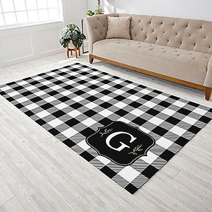 Black & White Buffalo Check Personalized Area Rug - 60x96 - 30506-O