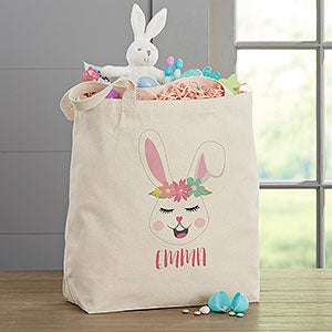Build Your Own Girl Bunny Personalized Easter 20 x 15 Canvas Tote Bag - 30514-L