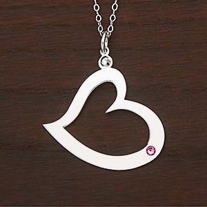 Birthstone Heart Personalized Necklace - 1 Stone - 30533D-1