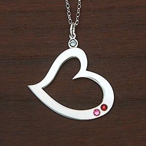 Birthstone Heart Personalized Necklace - 2 Stones - 30533D-2