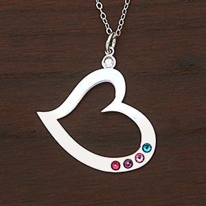 Birthstone Heart Personalized Necklace - 4 Stones - 30533D-4