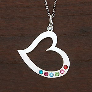 Birthstone Heart Personalized Necklace - 6 Stones - 30533D-6