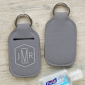 Patterned Men's Monogram Personalized Hand Sanitizer Holder Keychain - 30575