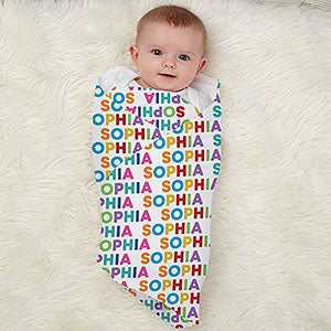 Vibrant Name For Her Personalized Baby Receiving Blanket - 30580