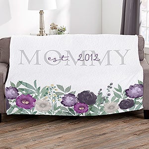 Floral Love For Mom Personalized 60x80 Plush Fleece Blanket - 30593-L
