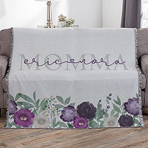 Floral Love For Mom Personalized 56x60 Woven Throw - 30593-A