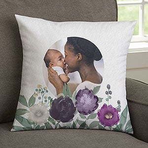 Floral Love For Mom Personalized 14-inch Photo Throw Pillow - 30594-S