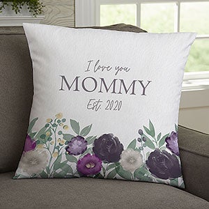 Floral Love For Mom Personalized 18-inch Velvet Throw Pillow - 30594-LV