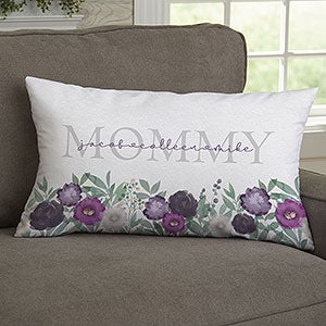 Floral Love For Mom Personalized Lumbar Throw Pillow - 30594-LB