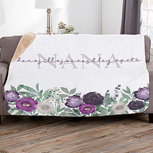 Floral Love For Grandma Personalized 60x80 Sherpa Blanket - 30595-SL