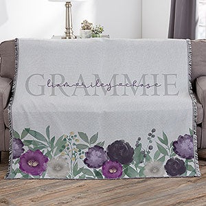 Floral Love For Grandma Personalized 56x60 Woven Throw - 30595-A