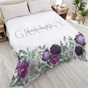 Floral Love For Grandma Personalized 90x108 King Fleece Blanket - 30595-K