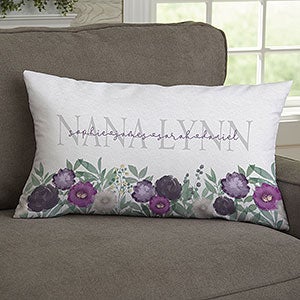 Floral Love For Grandma Personalized Lumbar Velvet Throw Pillow - 30596-LBV