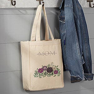 Floral Love For Mom Personalized 14x10 Canvas Tote Bag - 30608-S