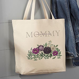 Floral Love For Mom Personalized 20x15 Canvas Tote Bag - 30608-L