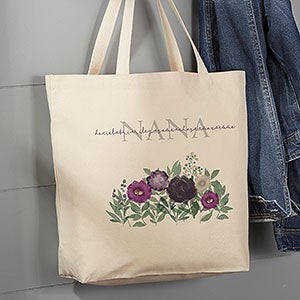 Floral Love For Grandma Personalized 20x15 Canvas Tote Bag - 30609
