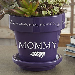 Floral Love For Mom Personalized Purple Flower Pot - 30616-P