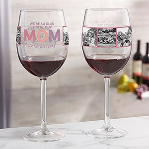 So Glad Youre Our Mom Personalized Photo Red Wine Glass - 30619-R