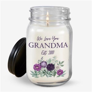 Floral Love For Grandma Personalized Farmhouse Candle Jar - 30630