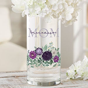 Floral Love For Mom Personalized Cylinder Glass Flower Vase - 30639