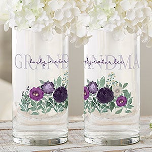 Floral Love For Grandma Personalized Cylinder Glass Flower Vase - 30640