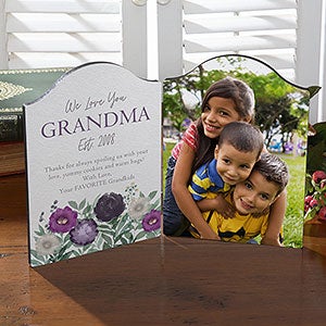 Floral Love For Grandma Personalized Photo Plaque - 30642