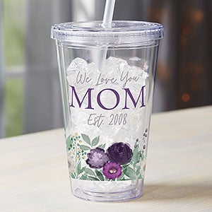 Floral Love For Mom Personalized 17 oz. Acrylic Insulated Tumbler - 30643