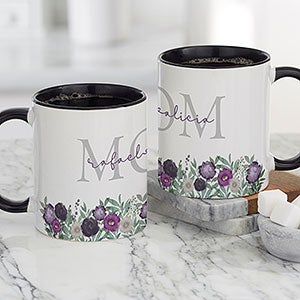 Floral Love For Mom Personalized Coffee Mug 11 oz Black - 30645-B
