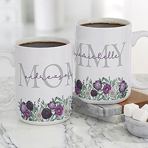 Floral Love For Mom Personalized Coffee Mug 15 oz White - 30645-L
