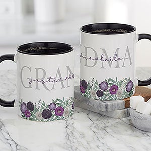 Floral Love For Grandma Personalized Coffee Mug 11 oz Black - 30646-B