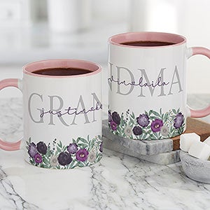 Floral Love For Grandma Personalized Coffee Mug 11 oz Pink - 30646-P