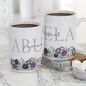 Floral Love For Grandma Personalized Coffee Mug 15 oz White - 30646-L