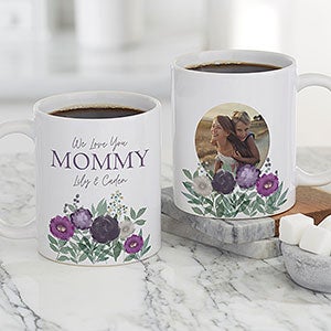 Floral Love For Mom Personalized Photo Coffee Mug 11oz White - 30651-S