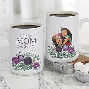 Floral Love For Mom Personalized Photo Coffee Mug 15oz White - 30651-L