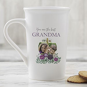 Floral Love For Grandma Personalized Photo Latte Mug 16oz White - 30652-U