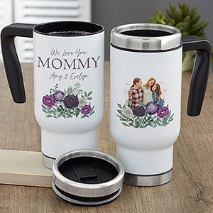 Floral Love For Mom Personalized 14 oz. Photo Commuter Travel Mug - 30653