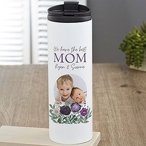 Floral Love For Mom Personalized 16 oz. Photo Travel Tumbler - 30655