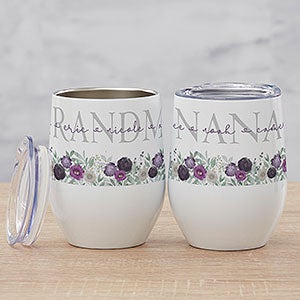 Floral Love For Grandma Personalized Stainless Insulated Wine Cup - 30672