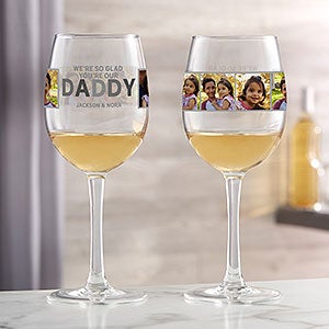 So Glad Youre Our Dad Personalized Photo White Wine Glass - 30679-W