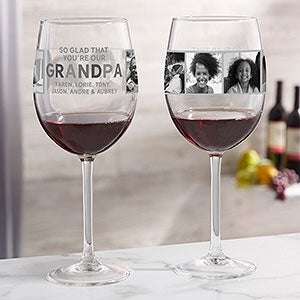 So Glad Youre Our Grandpa Personalized Photo Red Wine Glass - 30683-R