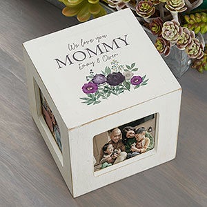 Floral Love Mom Personalized Photo Cube - White - 30687-W