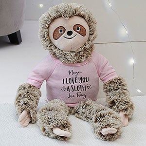 I Love You a Sloth Personalized Plush Sloth Stuffed Animal - Pink - 30716-GP