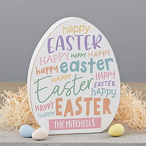 Happy Easter Personalized Wooden Easter Egg Shelf Decoration - 30741-E