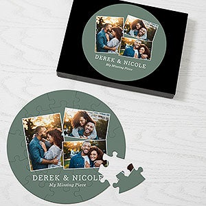 Romantic Photo Collage Personalized 26 Pc Round Puzzle - 3 Photo - 30760-26