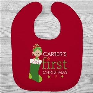 Babys First Christmas Character Personalized Baby Bib - 30768-B