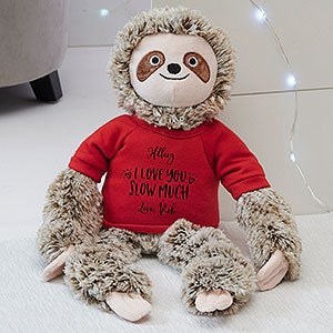 I Love You Slow Much Personalized Plush Sloth Stuffed Animal - Red - 30780-GR