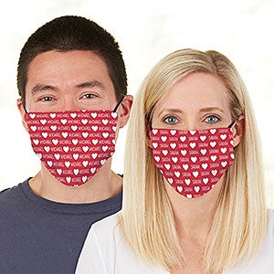 Repeating Hearts Personalized Adult Deluxe Face Mask with Filter - 30810