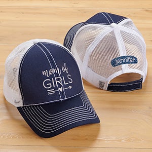 Mom Of... Embroidered Navy/White Trucker Hat - 30814-N