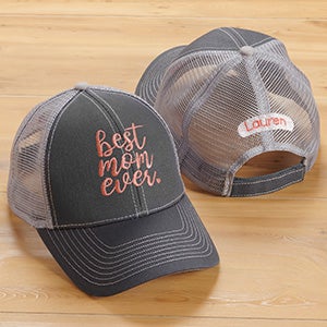 Best Mom Ever Embroidered Grey/Grey Trucker Hat - 30817-G